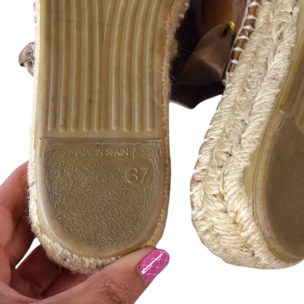 Sam Edelman Brown Leather Lace Up Espadrilles EU 37 (US 7)